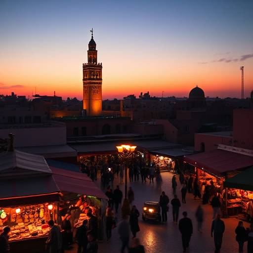 Place Jemaa el-Fna à Marrakech au crépuscule