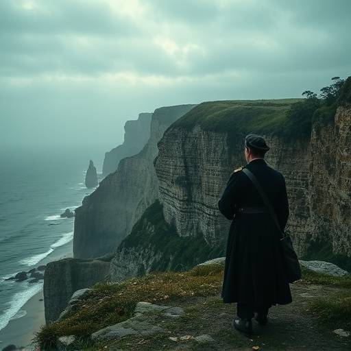 Tournage d'un drame historique sur les falaises d'Étretat en Normandie